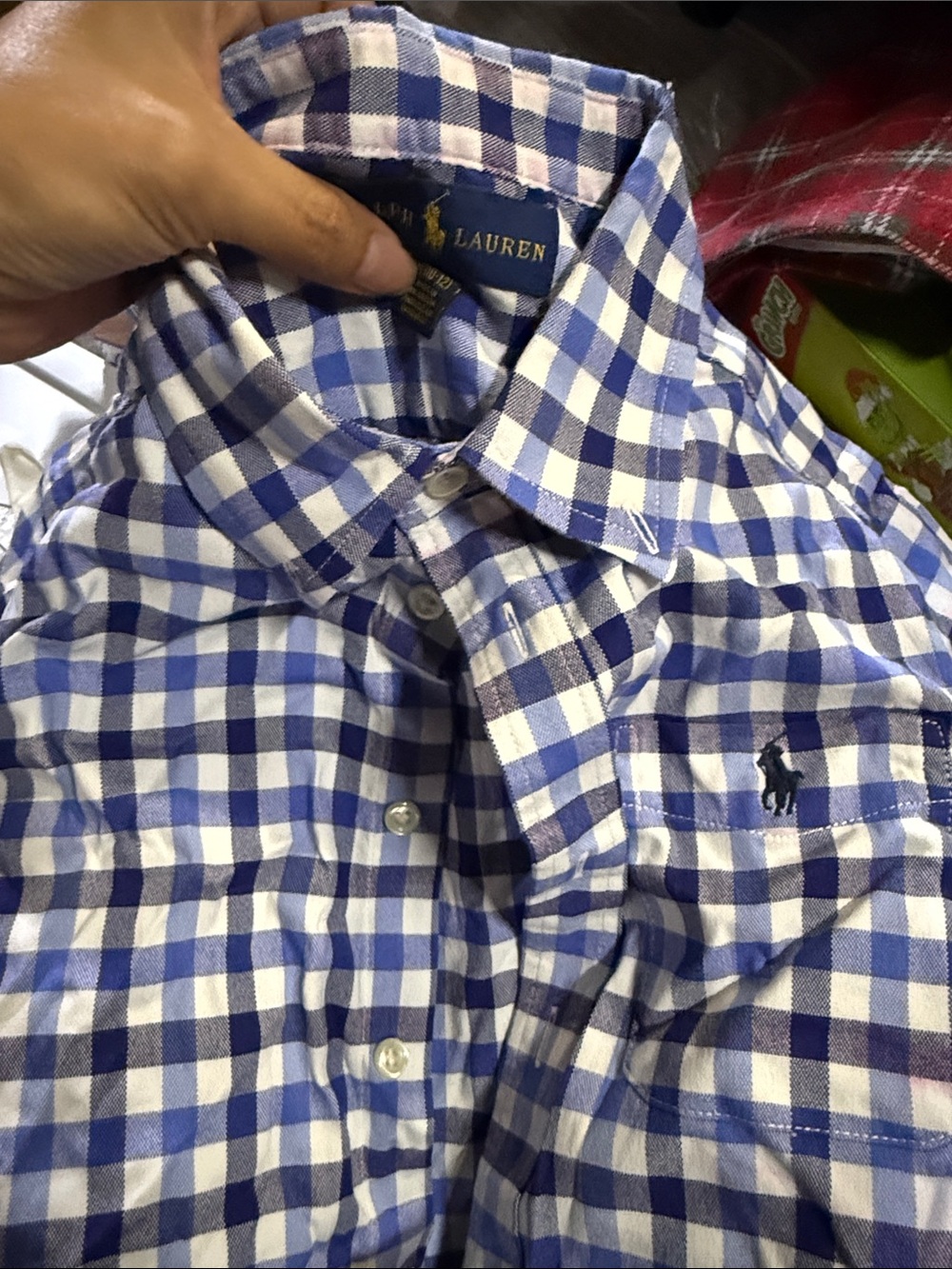Ralph Lauren Boys Blue and White Gingham Button-Down Shirt